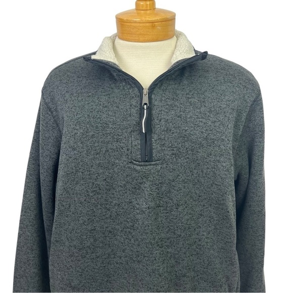 ORVIS Men’s 1/4 Zip Pullover Sherpa Lined Jacket/Sweater Sz XL Gray Pockets - Picture 2 of 12